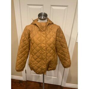 Madewell Toffee Quilted Packable Hooded Jacket Primaloft Collection Size S, NWT!